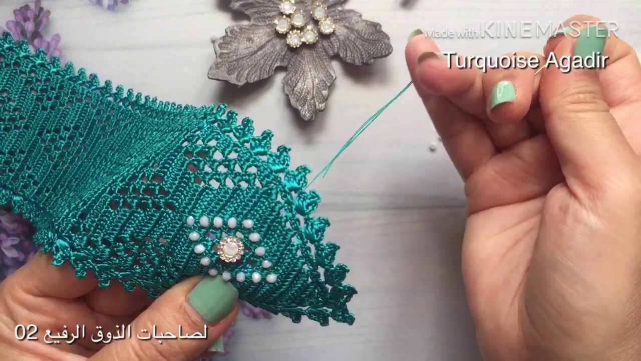 لصاحبات الذوق الرفيع موسم2 : نص طوق كروشي جلابة بموديل الكوزة المنبتة بعقيق الكريستال و الاحجار 08