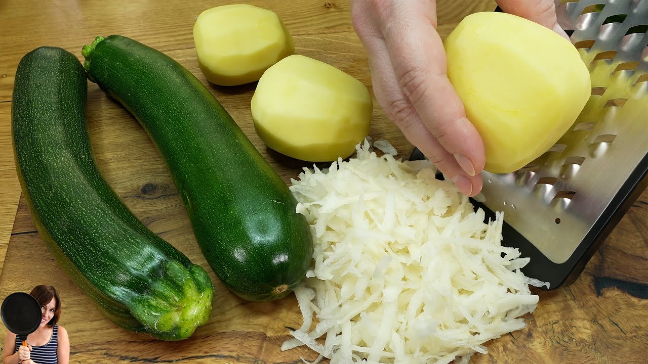 Просто натрите 3 картофелины и 2 кабачка! Никто не знает этого замечательного рецепта! АСМР Кабачки