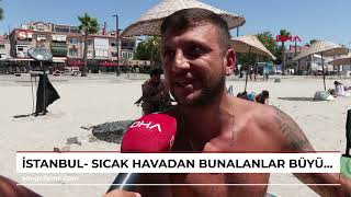 İstanbul- Sıcak Havadan Bunalanlar Büyükçekmece Albatros Plajına Akın Etti