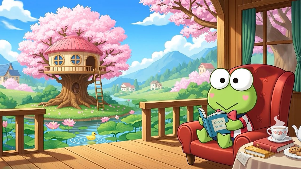 Keroppi’s Relaxing Spring Study Time 🌿Lofi to Stay Focused 📚 Morning Lofi Beats to Calm