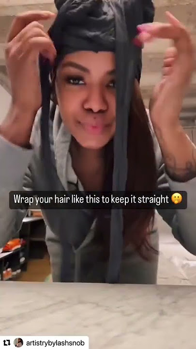 Straight Hair Panty Hose Hair Wrap #straighthair #hairstyle #haircare
