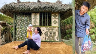 14-year-old single mother, Building complete a warm bamboo house in the forest - Homeless mother