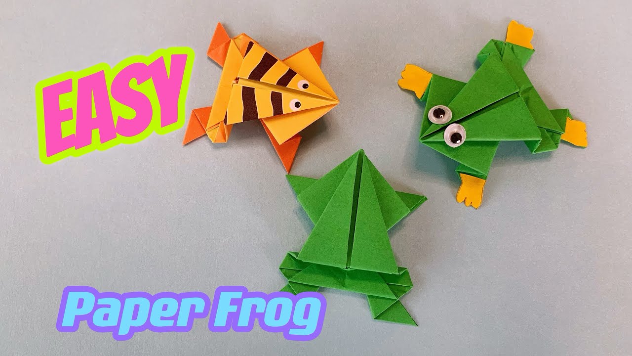 How to make paper frog/Origami frog/easy jumping frog craft tutorial