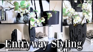 BUDGET LUXURY| ENTRYWAY STYLING|BLACK AND WHITE|SPRING DECORATE WITH ME
