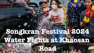 Songkran Festival 2024! Water Fights at Khaosan Road, Bangkok #songkran2024 #waterfestival #shorts