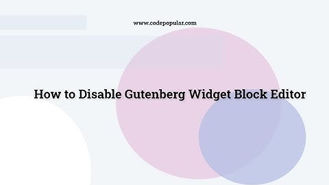 Disable Gutenberg Widget