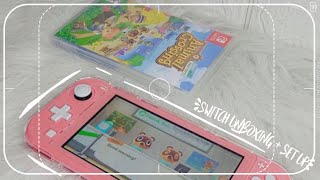 Switch lite coral unboxing + Animal Crossing Intro!