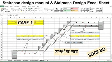 Staircase design manual and Staircase Design Excel Sheet- As per BNBC 2020, ACI 318-08 - Case 1