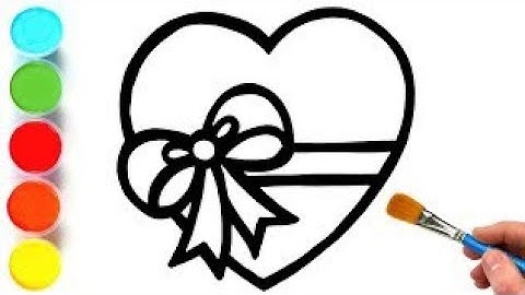 How to Draw a Heart with Bow Ribbon Emoji Easy|Heart With Ribbon Drawing,Painting and Color for Kids