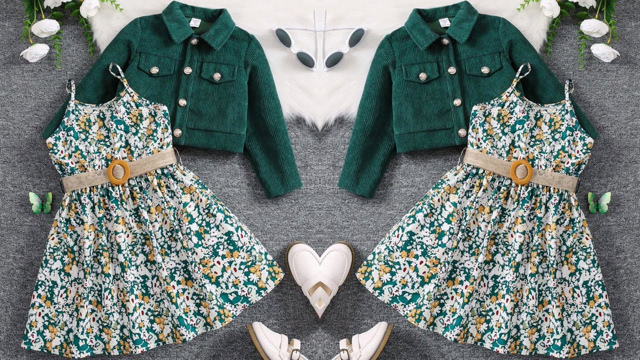 Beautiful Belted Baby Frock With Flap Detail Jacket Cutting and Stitching | Baby Dress With Jacket