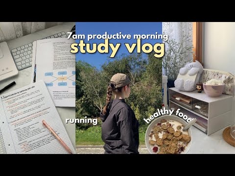 study vlog ☀️ waking up at 7am • productive work day • lots of studying