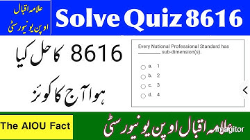 AIOU solve quiz cood 8616||Allama iqbal open university||aiou solve quiz with correct answers