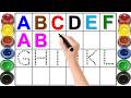 Alphabet, ABC song, abcd, a to z, Kids rhymes, collection for writing along dotted lines for toddler