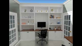 18007 Built in Office Shelves and Desk Design Flythrough