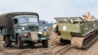 Handling the mud with WW2 military vehicles (4x2 vs 6x6 vs tracks)