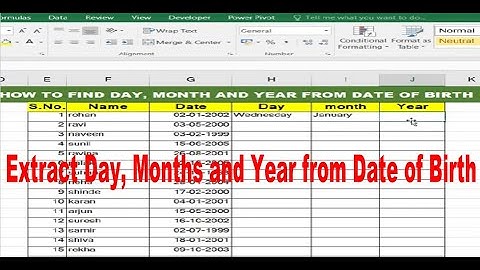 Extract day, month and year from date of birth | excel interview questions | excel tips and tricks