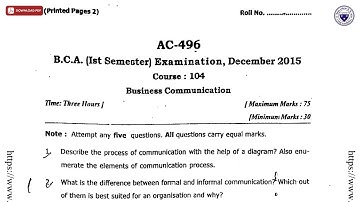 BCA 1ST SEM BUSINESS COMMUNICATION AC DEC 2015 | DBRAU