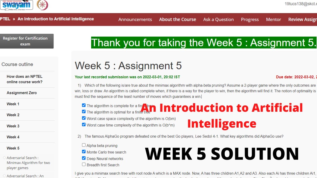 applied accelerated artificial intelligence nptel assignment answers