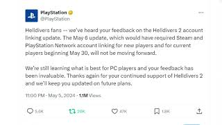 Sony Just Reneged On It's Decision to require a PSN account to Play Helldivers 2
