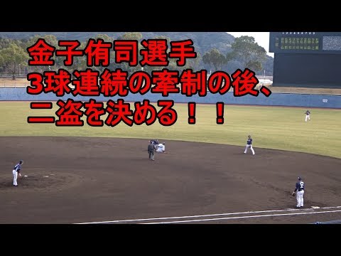 金子侑司選手、3球連続の牽制の後、二盗を決める！！～埼玉西武ライオンズ紅白戦20180222～