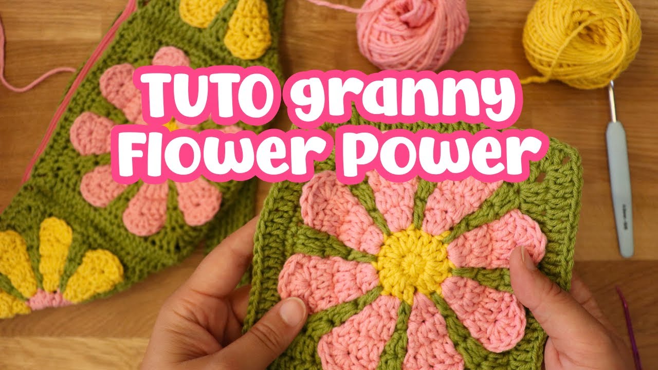 🧶 Tuto Crochet : Granny Square Flower Power - Fleur Vintage