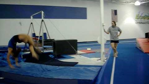 front 1 1/2 back handspring (working to be layout step out)