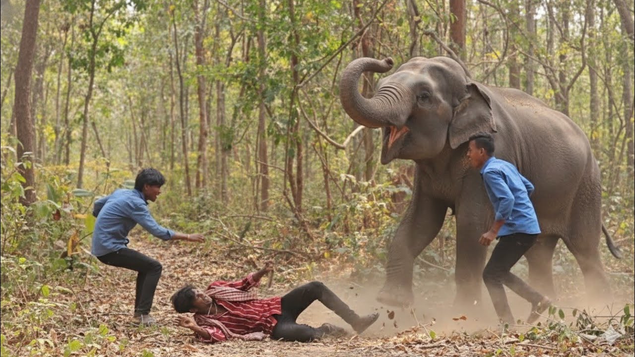 Wild Life Amazon jungle dangerous Elephant Attack On Village Boy In Indian Amazon jungle Elephant