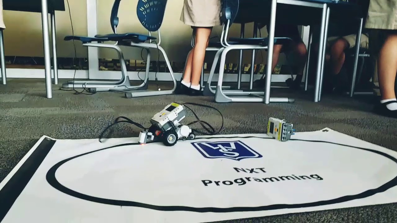 programming a NXT robot to go around a black and white line