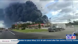 Shelter-in-place lifted, U.S. 59 still closed after San Jacinto County chemical plant explosion San Jacinto County Tx Employee Injured In Massive Chemical Plant Fire