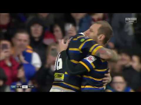 Rob Burrow enters the field during Leeds Rhinos fundraiser