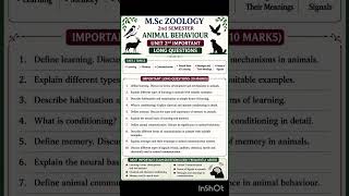 M.Sc zoology 2nd semester Paper Animal Behavior unit wise Important long questions.