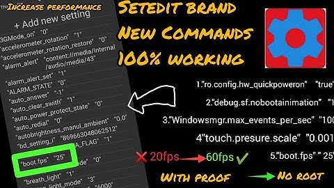 Increase Performance In Low End Device By New Setedit Commands Boost Fps 100% Working No Root 5 Min💯