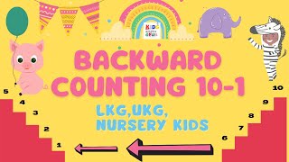 Backward counting 10-1 for LKG kids/Reverse counting 10 to 1⏪#lkgworksheet