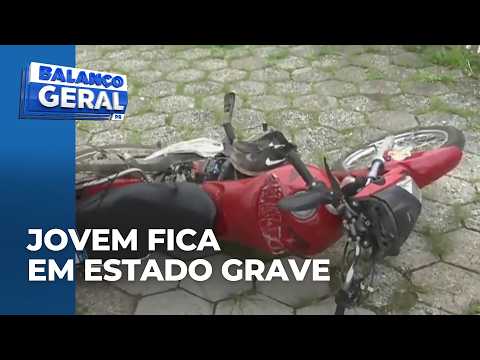 Motorcycle and car accident leaves young man in serious condition in Greater Curitiba