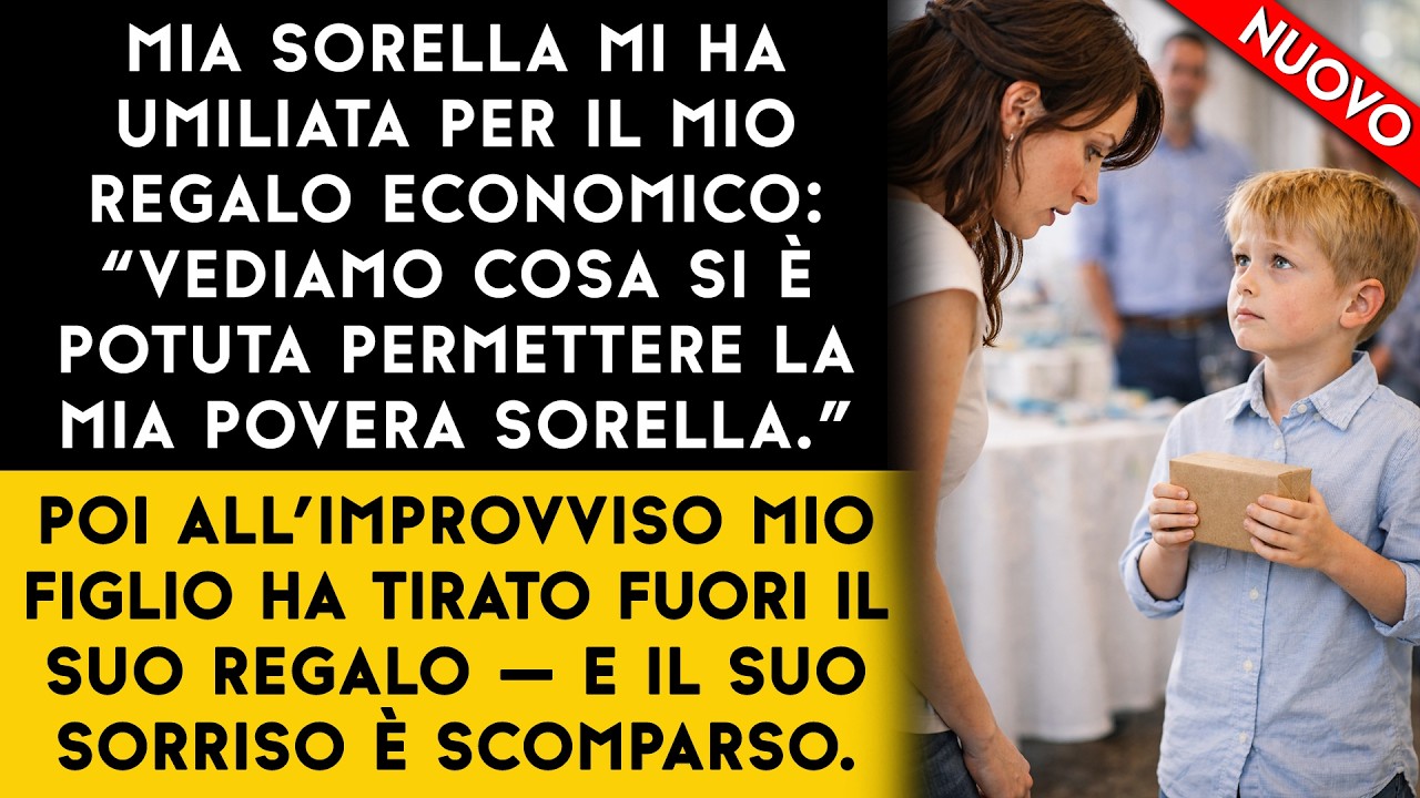 Mia sorella rideva del mio regalo economico… finché non ha visto cosa aveva in mano mio figlio