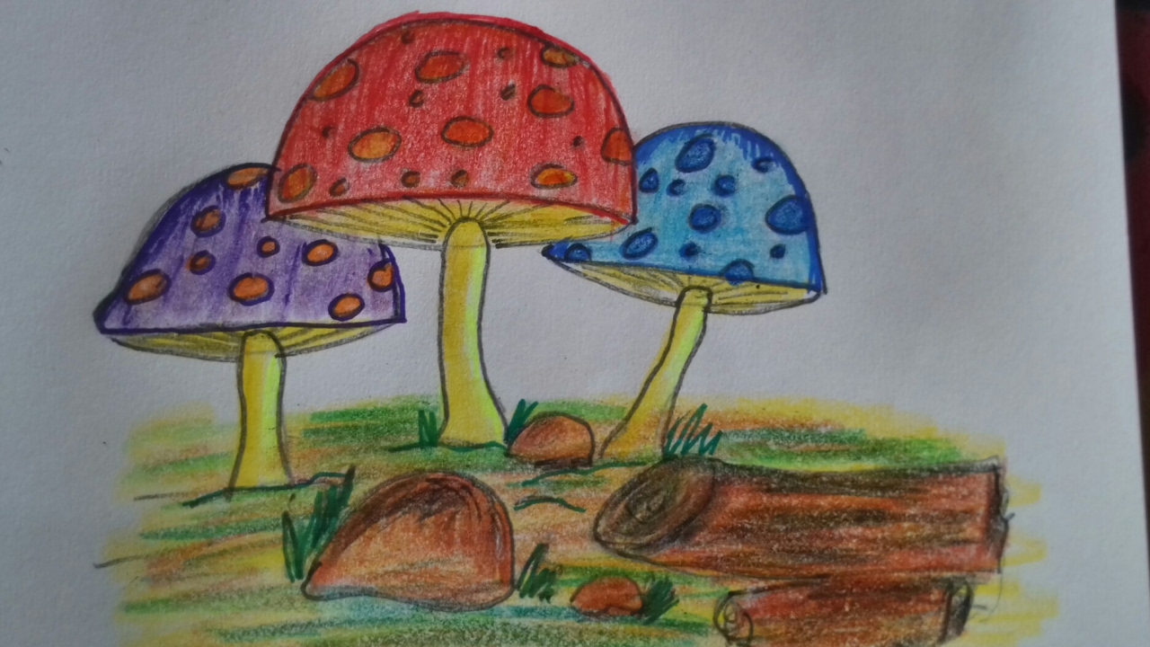 How to draw colourful mushrooms for kids. - YouTube