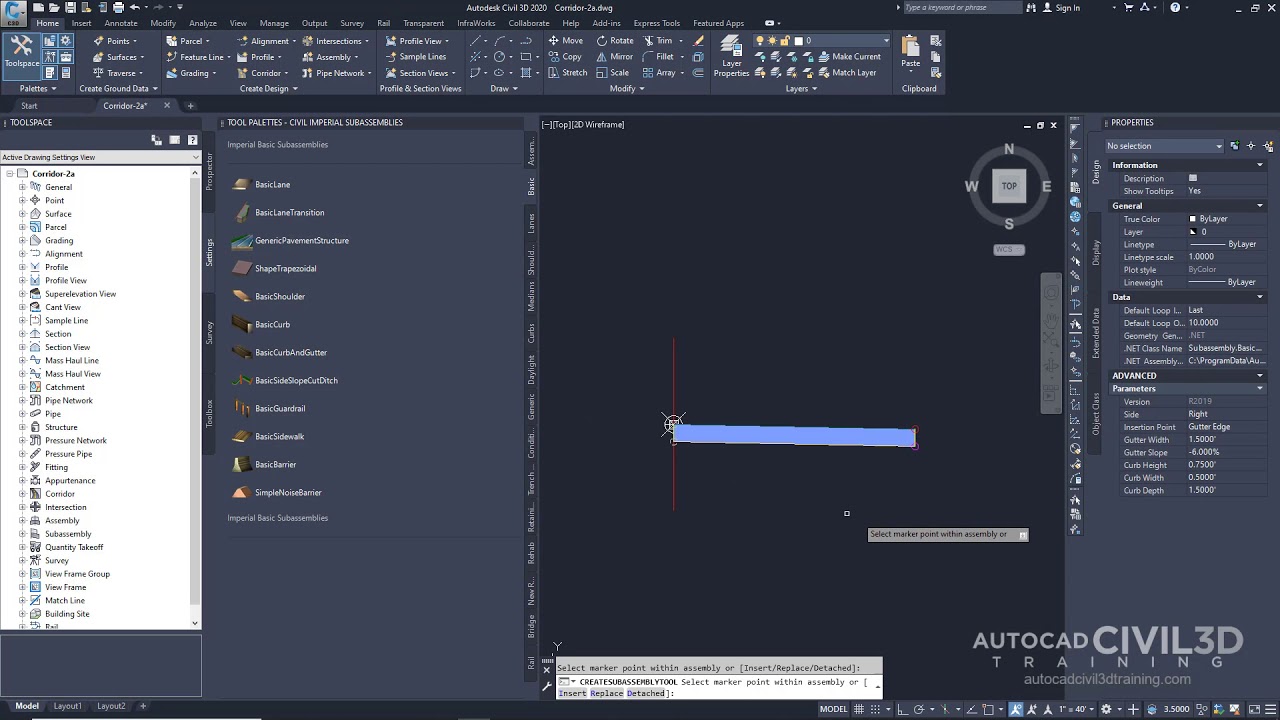 Creating an Assembly with a Transition Lane in Civil 3D - YouTube