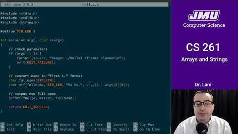 JMU CS261 04 Arrays & Strings Part 06 - String Example Part 1