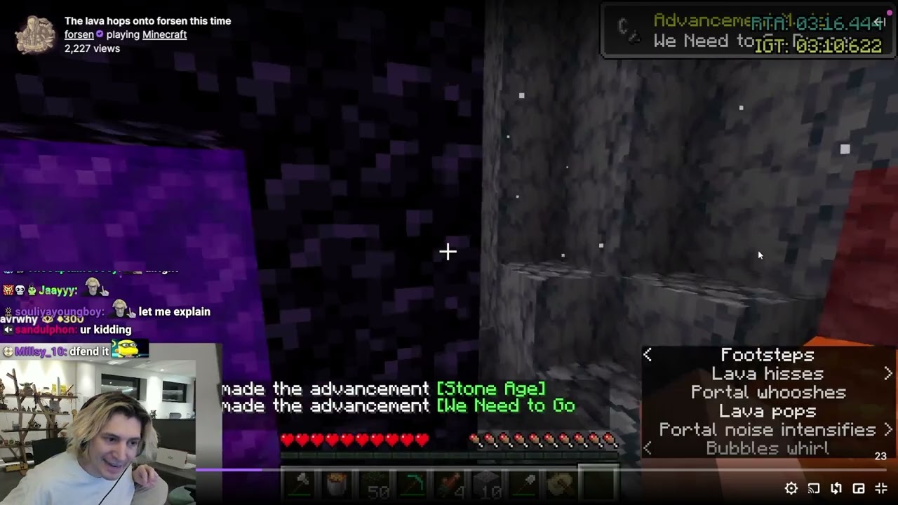 xQc комментирует неудачные прохождения Daily MC Speedrun от Forsen...