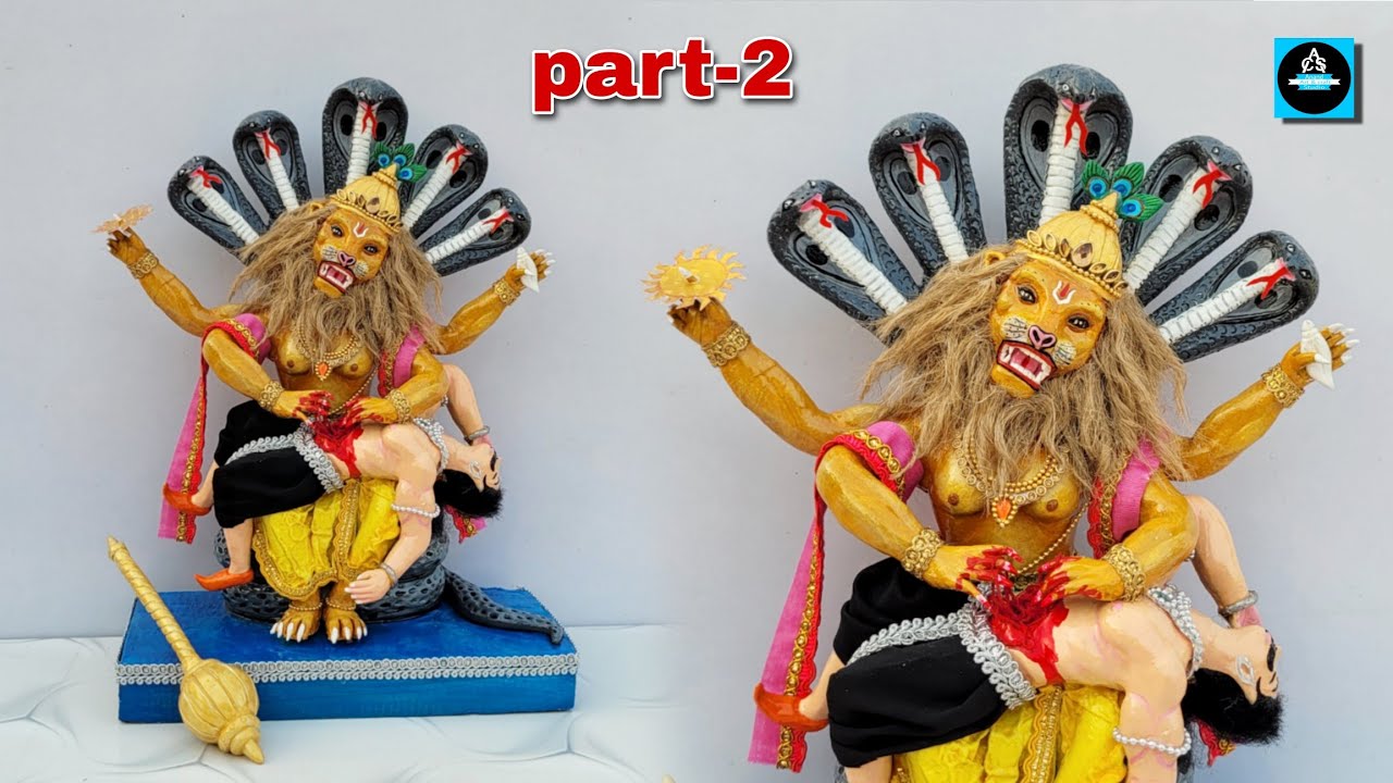 🦁भगवान नरसिम्हा की मुर्ति को Colour or Decorate करना सीखें/Narasimha idol making(part-2)