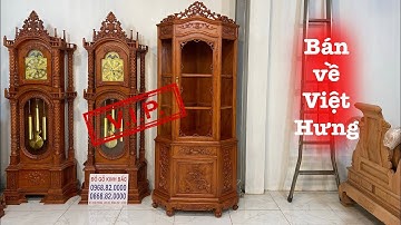 Tủ Rượu Góc sâu 70 Gỗ Hương Đá. Hàng Dầy Đục Tay Hoàn Thiện Kĩ