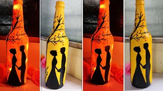 Couple bottle art/Easy beginers bottle craft/ couple bottle lamp / bottle art