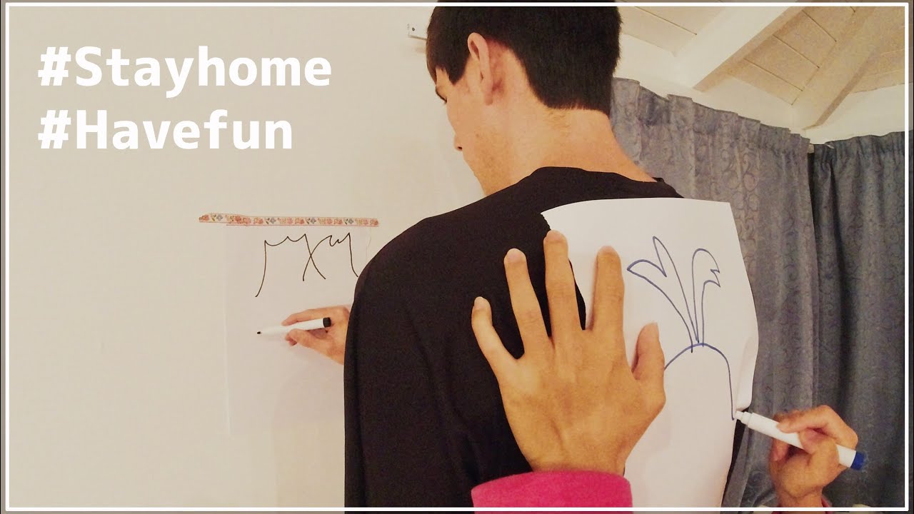 国際カップル 海外で流行ってるあそびやってみた Draw On My Back Challenge おうち時間 Youtube