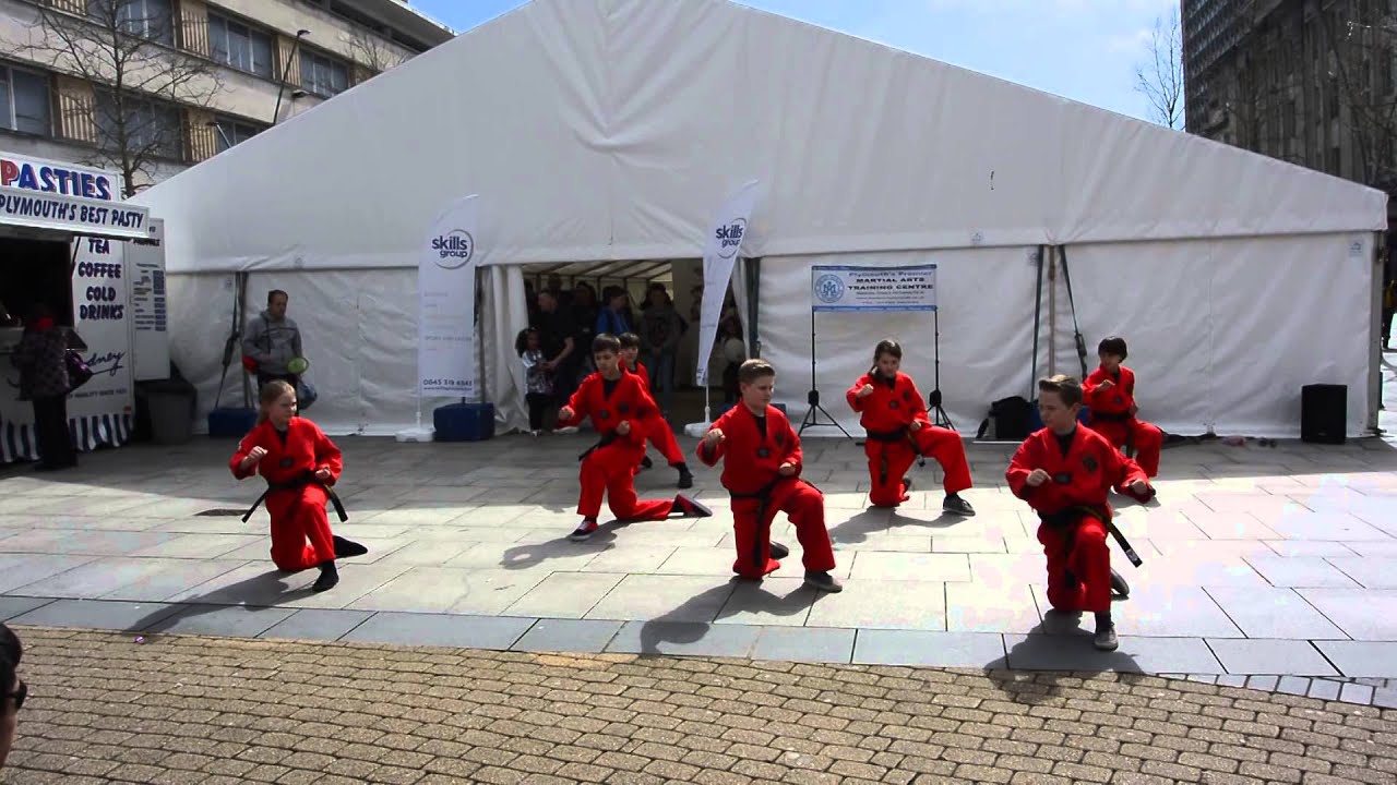 Golden Dragon Martialarts Demo Team in city centre of Plymouth April
