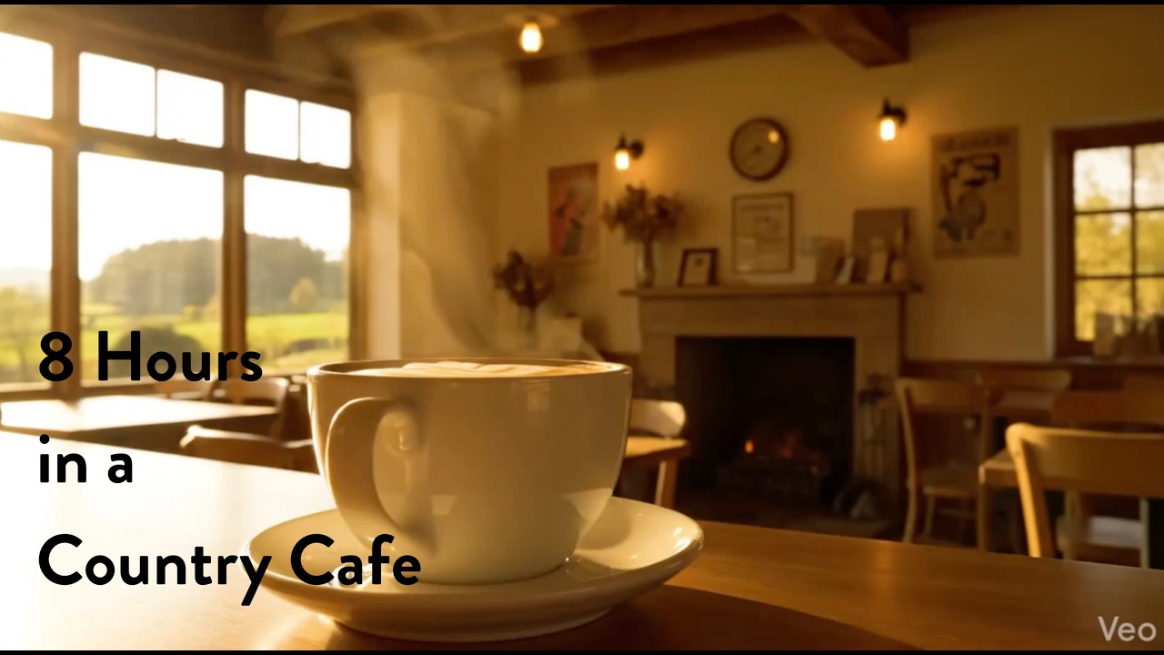 8 Hours in a Country Café ☕ Cozy Fireplace Jazz & Real Cafe Sounds for Study & Relaxation
