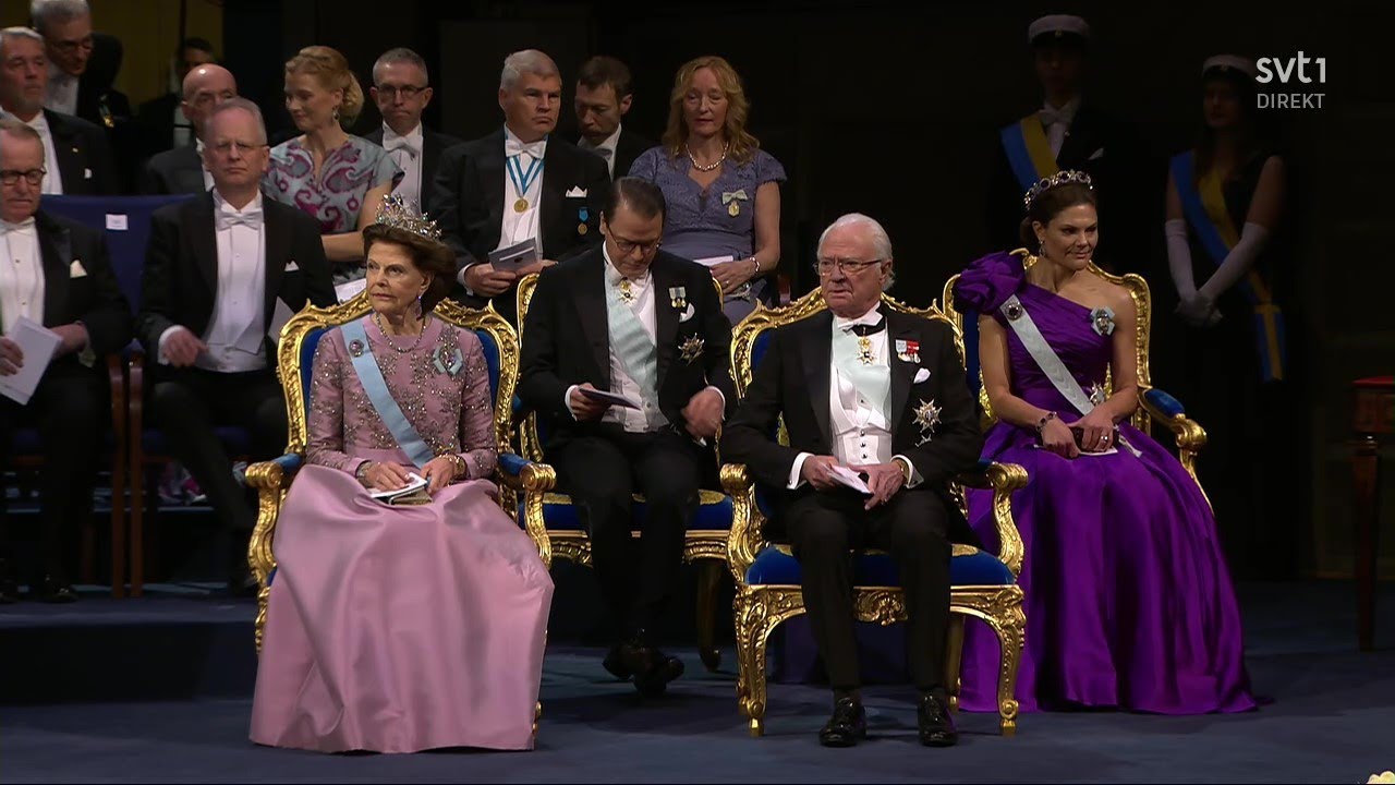 King Carl XVI Gustaf of Sweden hands over the Nobel Prizes in Stockholm 2023