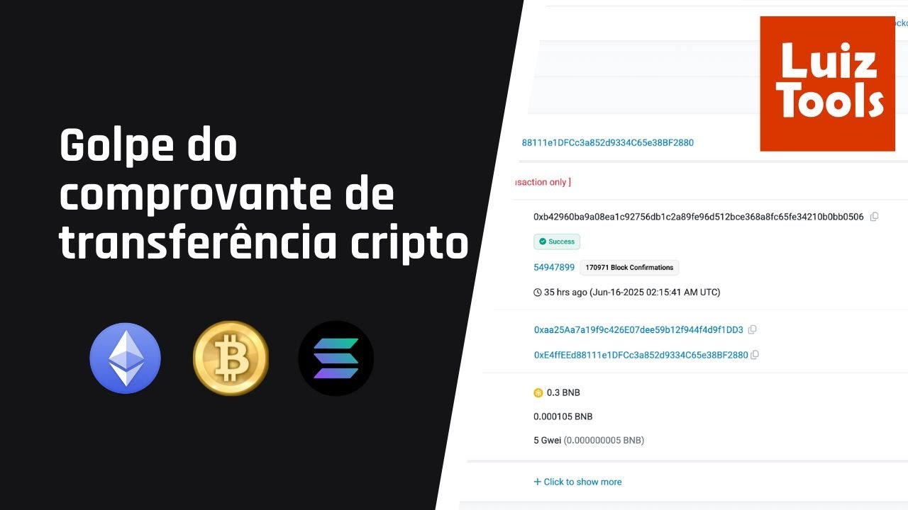 Golpe do comprovante de transferência cripto
