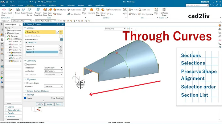 NX_Surface_Modeling | #Through Curves | Through Curves in NX | #nxtutorials | NX CAD | Cad2liv