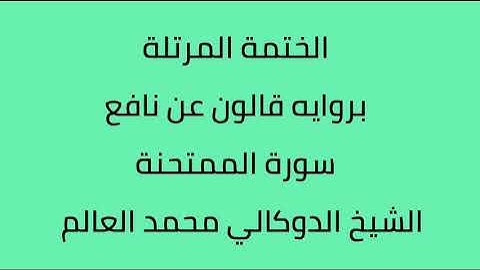 سورة الممتحنة الشيخ الدوكالي محمد العالم