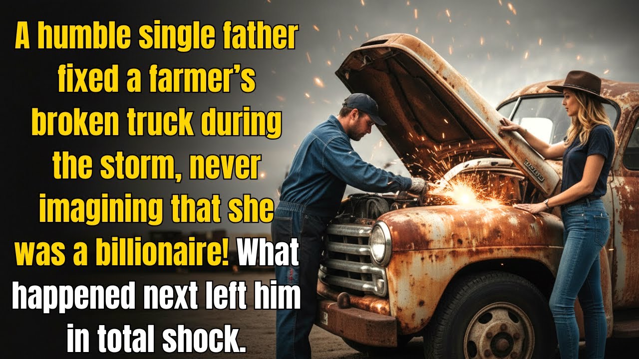 A humble single father fixed a farmer’s broken truck, unaware that she is a billionaire. Next...